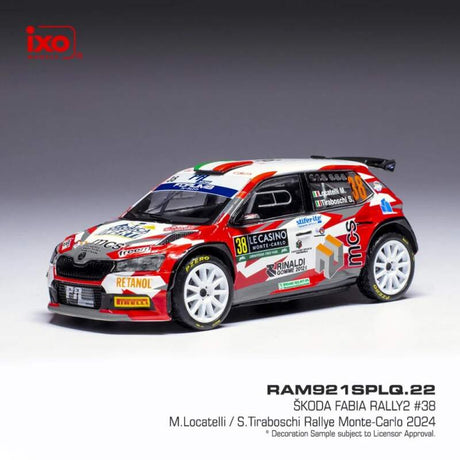 Model IXO Škoda Fabia Rally2 2024 N.38 M. Locatelli - Rally Monte Carlo