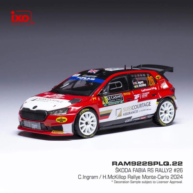 Model IXO Škoda Fabia Rally2 2024 N.26 C. Ingram - Rally Monte Carlo