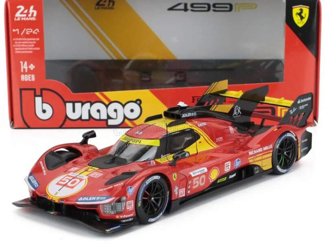 Model Bburago Ferrari 499P #50, vítěz Le Mans 2024