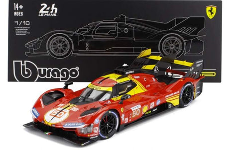 Model Bburago Ferrari 499P č. 50, vítěz Le Mans 2024, v měřítku 1:18 – edice Deluxe