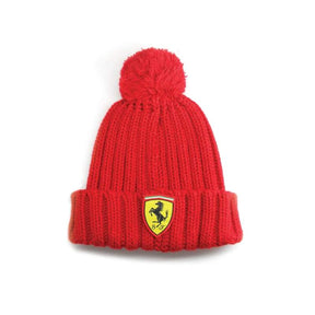 Dětská zimní čepice s bambulí Ferrari s logem