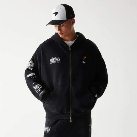 Volnočasová mikina na zip - McLaren F1 NE GRPHC černá washed