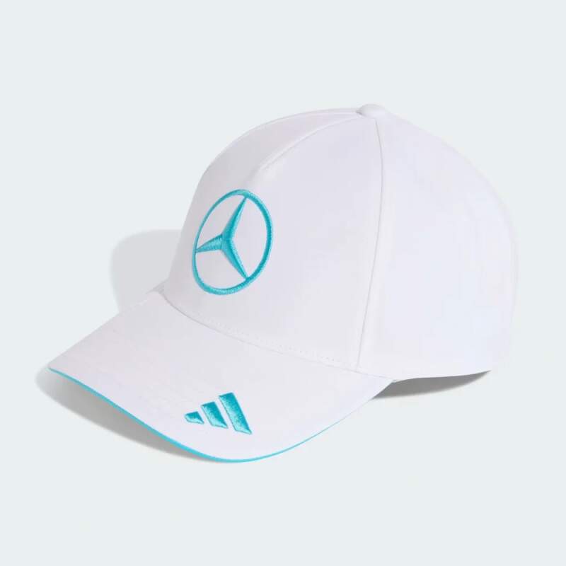 Bílá kšiltovka George Russell Mercedes AMG Petronas F1 x Adidas - týmová edice