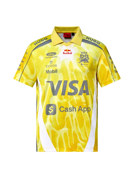 Týmové polo HUGO Visa Cash App Racing Bulls – Miami GP 2026, žluté