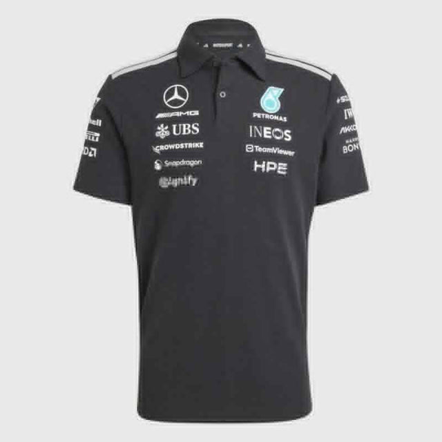 Polokošile Adidas - Mercedes AMG Petronas F1 černá s logy sponzorů - týmová edice