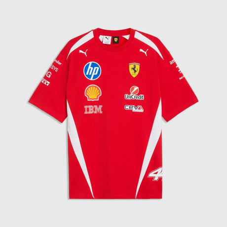 Tričko jezdce Scuderia Ferrari F1 x Puma Lewis Hamilton #44 – červené, oversized