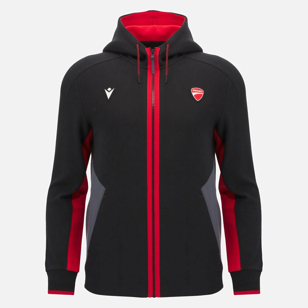 Mikina Ducati x Macron na zip s logem – černá