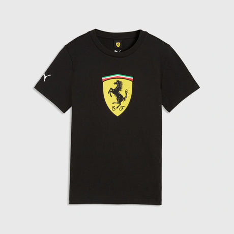 Dětské tričko Scuderia Ferrari F1 x Puma s velkým štítem – černé