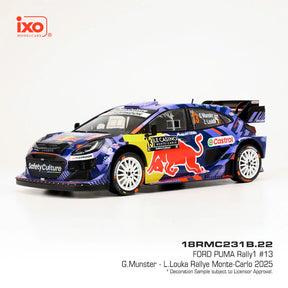 Model IXO Ford Puma Rally1 #13 G. Munster v měřítku 1:18 – Rallye Monte-Carlo 2025