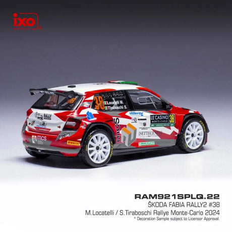 Model IXO Škoda Fabia Rally2 2024 N.38 M. Locatelli - Rally Monte Carlo