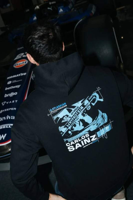 Fanouškovská mikina s kapucí Carlos Sainz - Williams Racing F1 tmavě modrá