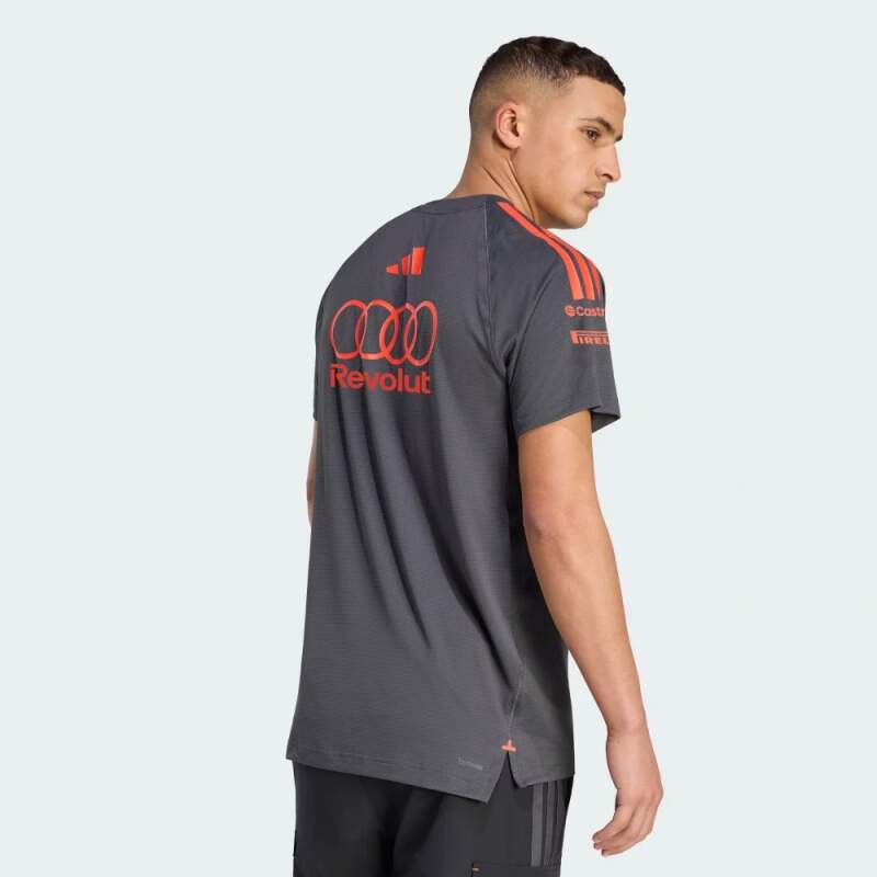 Tričko Audi Revolut F1 šedé s logy sponzorů x Adidas - týmová edice