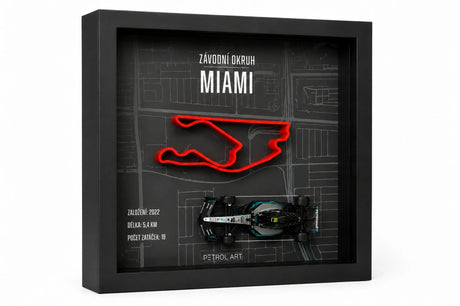 3D rám PETROL ART Miami s modelem Mercedes Kimi Antonelli v měřítku 1:43 – Miami GP 2025