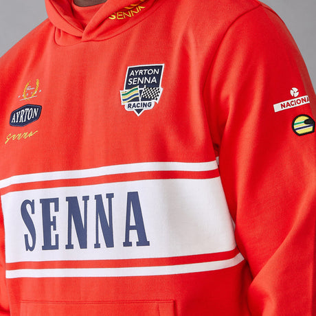 Ayrton Senna mikina Legend červená s kapucí