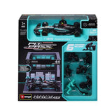Model Bburago Mercedes F1 1:43 Lewis Hamilton s modelem boxu
