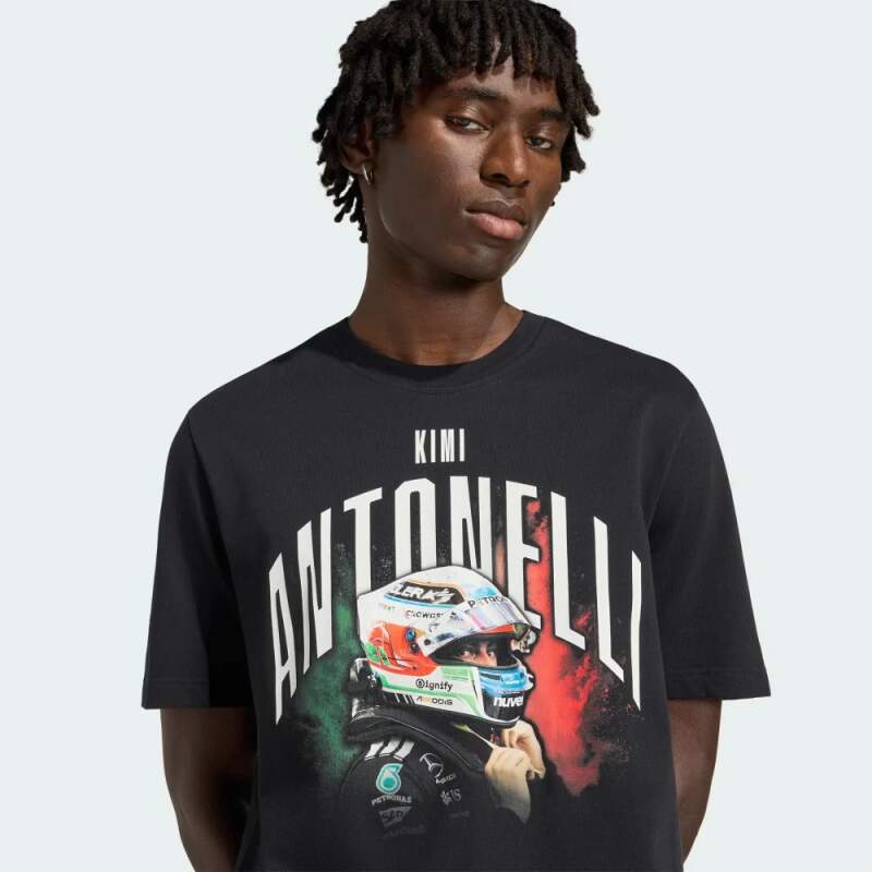 Tričko Adidas - Mercedes AMG Petronas F1 edice KIMI ANTONELLI černé GRAPHIC