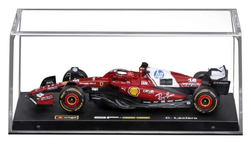 Model Scuderia Ferrari SF-25 BBurago #16 Charles Leclerc 2025 v měřítku 1:43 Signature