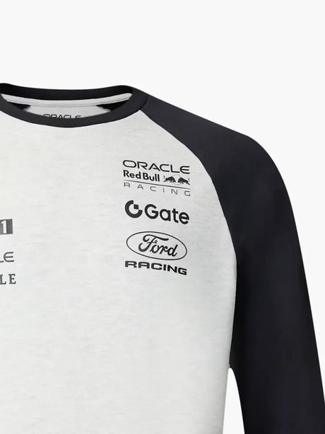 Týmové tričko Oracle Red Bull Racing Classic s dlouhým rukávem a logy sponzorů – šedé