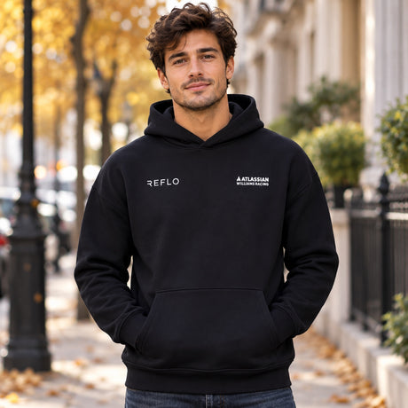 Mikina s kapucí pro fanoušky Carlos Sainz Williams Racing F1 – tmavě modrá – ilustrační foto (AI)